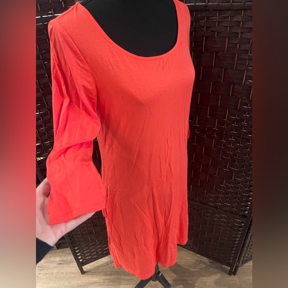 Old Navy Coral Jersey Knit Stretch Cotton Midi Dress with Pockets. - Picture 3 of 6